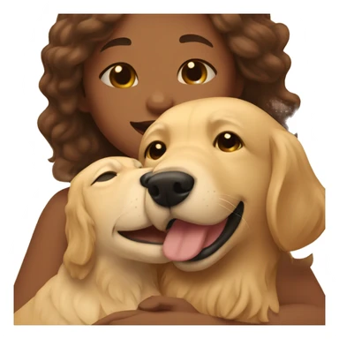 women cuddling with golden retriever sticker