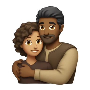 a brown man a woman hugging sticker