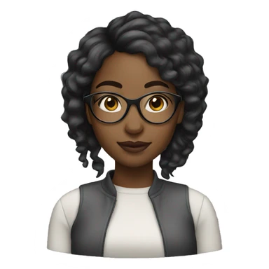 Black girl wearing clear glasses and side part sticker