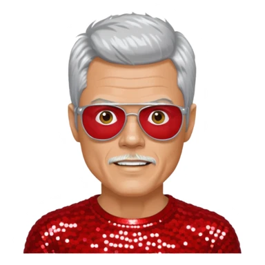 Johnny Knoxville from Jackass with silver hair, red sequin outfit sticker