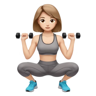 Beautiful woman with light brown shoulder length hair popping a squat without any weights sticker