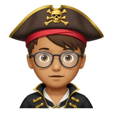 kid boy with pirate costume wearing glasses sticker