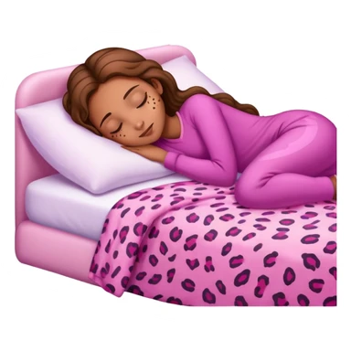 light brown girl beautiful finish sleeping on her bed with pink leopard design  sticker