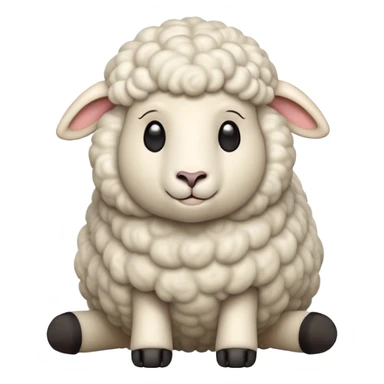 cinematic-[sheep]-realistic-full-body-sitting-emoji,-tail-flicking-lazily,-head-tilted-dramatically,-curly-[white]-fur,-simplified-yet-realistic-focused-features,-highly-detailed,-glowing-with-an-almost-sarcastic-glow sticker