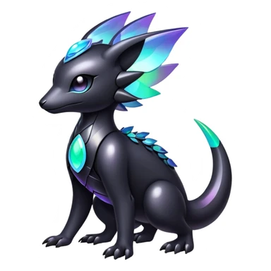 Modern futuristic Iridescent black dark fakemon-creature sticker