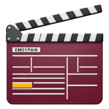 clapper board with burgundy color, emoji style, simple design sticker