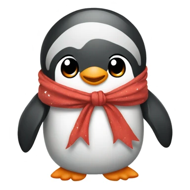 penguin wrapped in blanket with bows  sticker