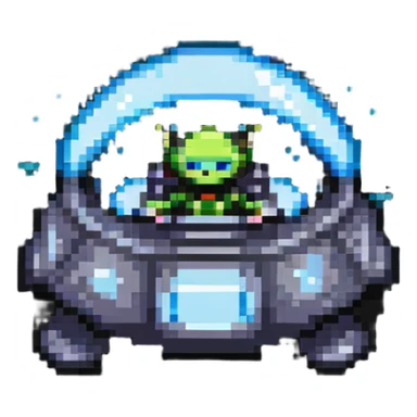 alien driving a UFO spacecraft sticker