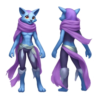 Shiny Anthro Sona Fakemon Nebula with a scarf Full Body sticker