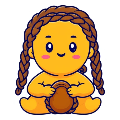 poo emoji with braids sticker