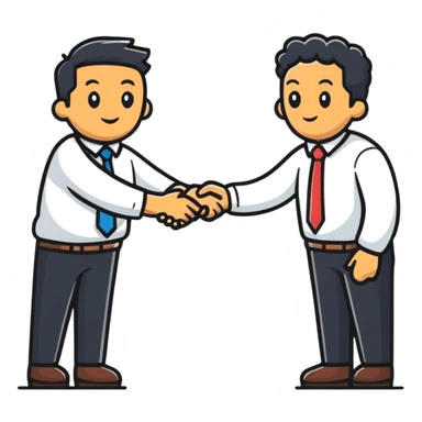 sherpa and businessperson shaking hands, cartoonish sticker