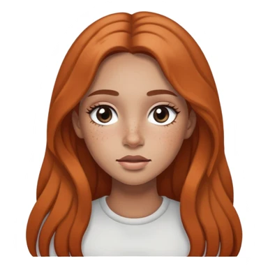 girl with long hair, black eyes, soft makeup, and freckles across her face sticker