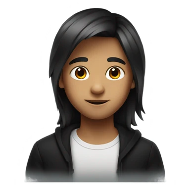 A boy with long red and black split dye hair sticker