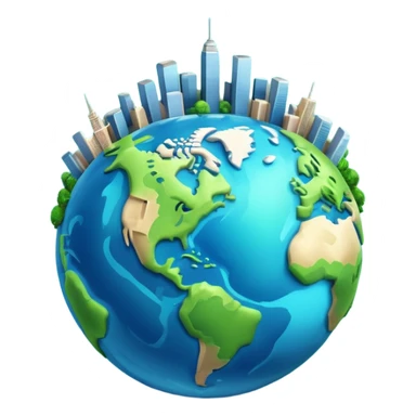 3d planet earth with building sticker