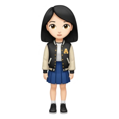 black color long hair girl with varsity jacket and log long skirt sticker