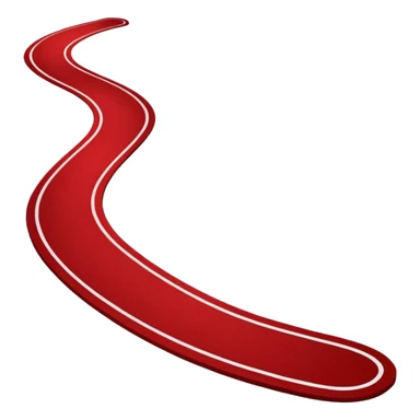 Minimalist emoji-style sticker of a blood-red carpet shaped like a thick trail or drop, flat vector design, no shadows. sticker