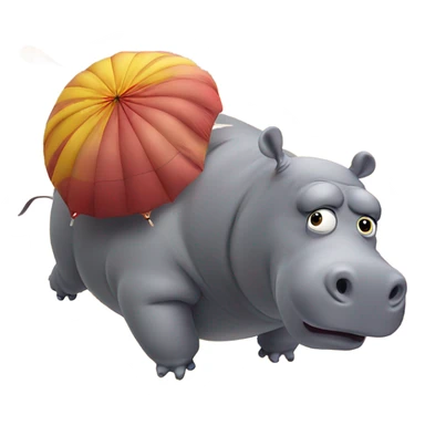 Fat hippo parachuting out of an exploding plane sticker