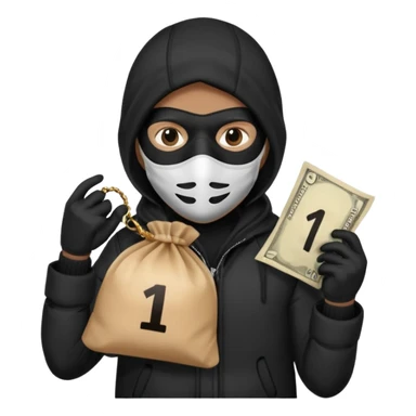 Un voleur avec un sac écrit 1 $ sticker
