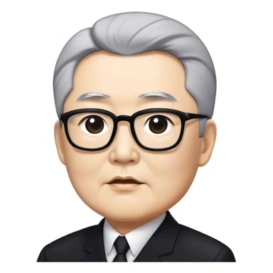 Grey haired Kim il sung wearing black sticker