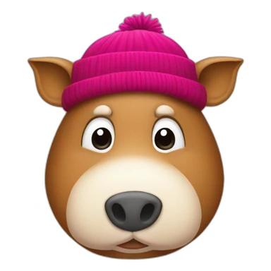 Full face apple style unemotional boar with stubble in a winter hat sticker