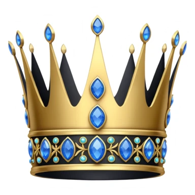 eine schwarze krone mit ein wenigen verzirten goldblätter und blauen edelsteine sticker