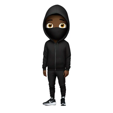 Guy with black Nike skii mask and black Balenciaga hoodie over head sticker