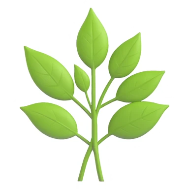 Make the stem and leaves green, keep the 3D iOS style, realistic and vibrant, transparent background. sticker