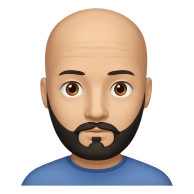 Bald fully 1x1 squared head man with black beard sticker