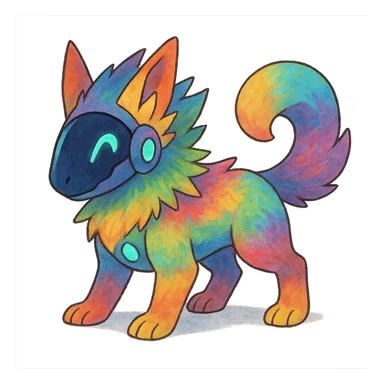 exotic tropical iridescent colorful nebula rainbow gradients cyber-Protogen-Fakémon-Pokémon sticker
