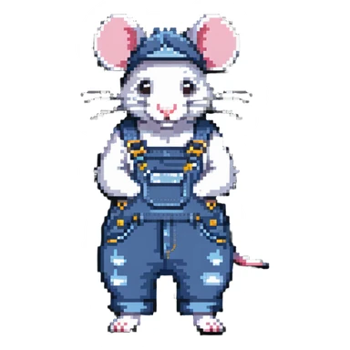 rat wearing denim overalls sticker