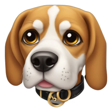beagle with black collar and full dark skull medallion  sticker