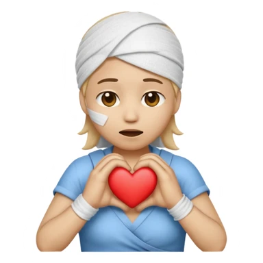 crea un emoji con esos 3 en conjunto ❤️‍🩹😩🫶🏼 sticker