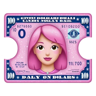 pink 100 dollar bill with sparkles sticker