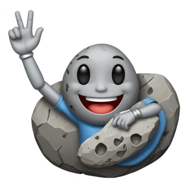 a rock with a happy face that is holding up a rock and roll hand 🤘 sticker