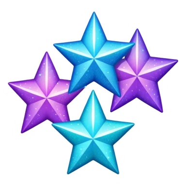 glitter purple and cian 3 stars  sticker