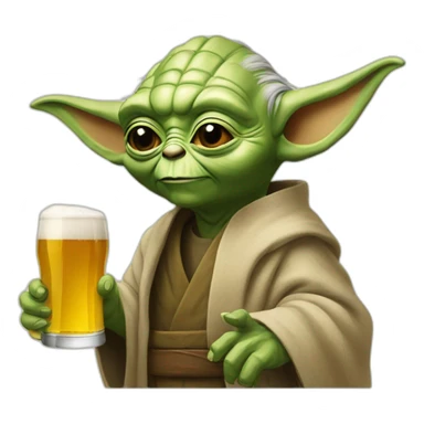 Yoda avec une biere sticker