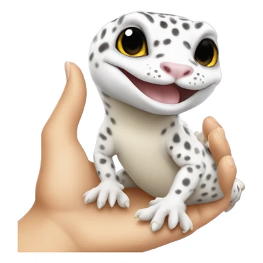 White leopard gecko in hand sticker