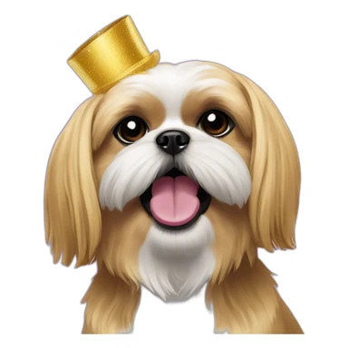 golden shih tzu partying sticker