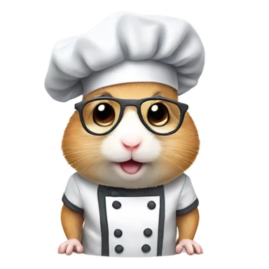 Hamster, a chef wearing glasses and a grey cap hat sticker