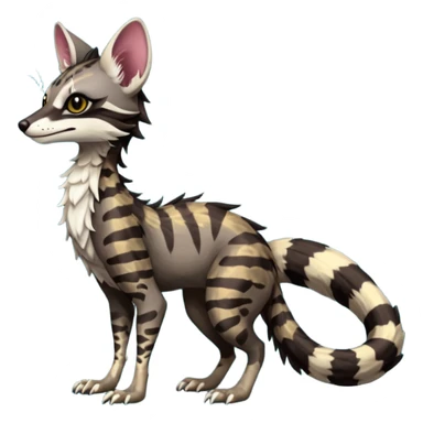 Feral Rare Fantasy dark tropical Vernid-Sergal-Genet-Trico-species by LiLaiRa, random markings, tufted tail, tufted ears, full body sticker