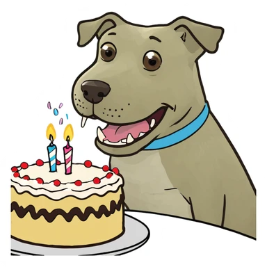 Dog eating birthday cake  sticker