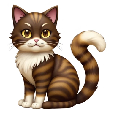 cinematic-[showshoe cat]-realistic-full-body-sitting-emoji,-tail-curled-playfully-around-its-paws,-head-tilted-dramatically,-fluffy-[dark brown mask]-fur,-simplified-yet-realistic-focused-features,-highly-detailed,-glowing-with-an-almost-sarcastic-glow sticker