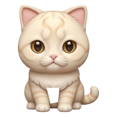 A 3D cartoon cream-white Scottish Fold cat with folded ears, soft round cheeks, pastel lighting, cinematic 3D Memoji style. full body or half body. sticker
