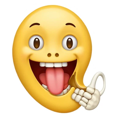 Emoji drooling with half bone in mouth sticker