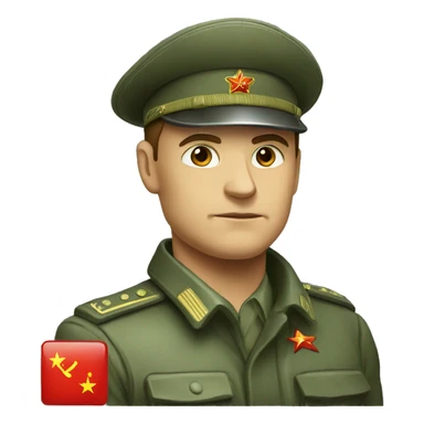 ussr soldier serious with military takes sticker