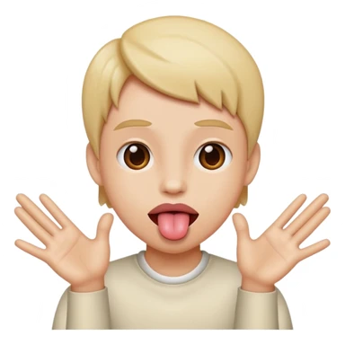 Tongue out with hands to side  sticker