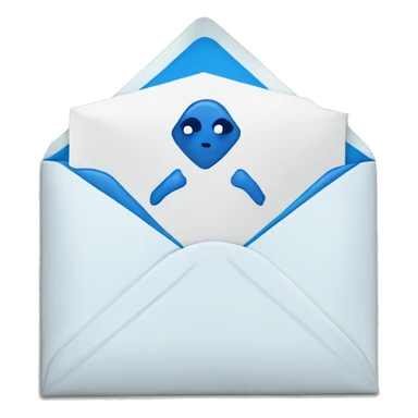 White envelope with blue kiss mark on it sticker