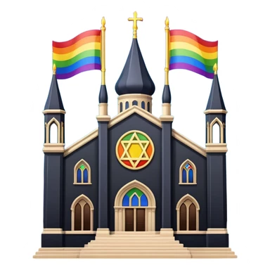 jewish synagogue temple in dark goth aesthetic style with lgbt flags sticker
