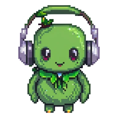 green pea wearing headphones sticker