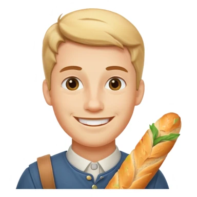 Conrad with a baguette sticker